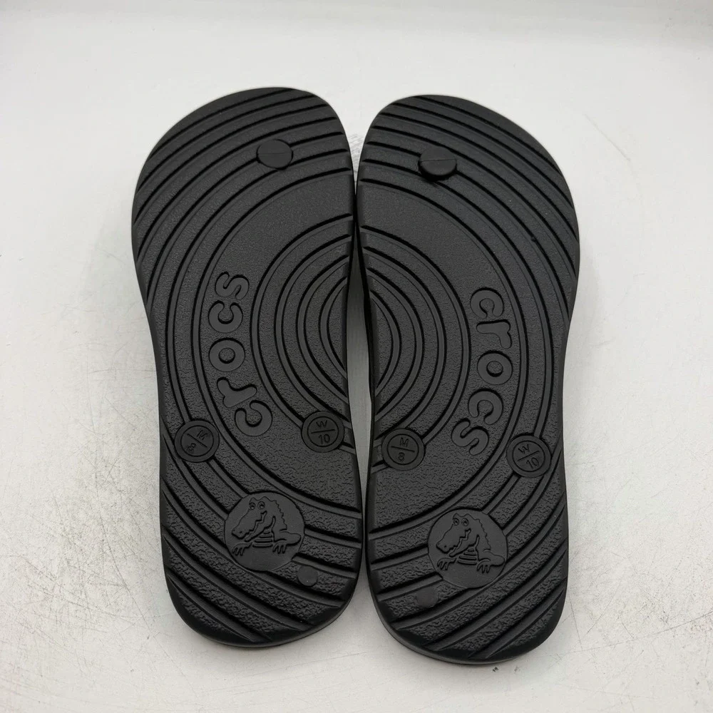 Crocs Flip Flops Size Mens 8 Womens 10 Black Thong Sandals Beach 210089-001 NWT